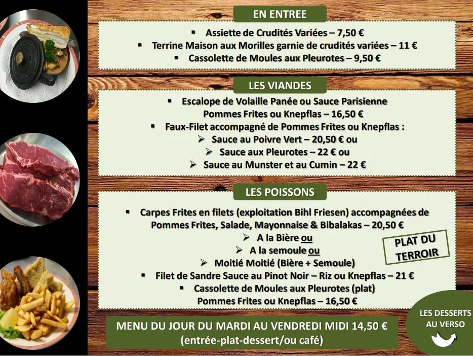 Carte historique Au Sapin montrant les carpes frites en filets